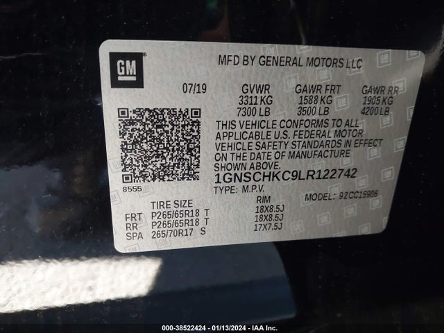 Chevrolet Suburban 2wd Lt 2020 1GNSCHKC9LR122742 Image 9