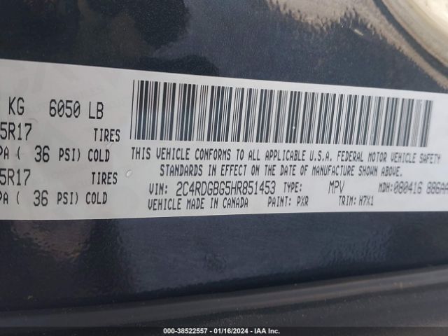 2C4RDGBG5HR851453 Dodge Grand Caravan Se