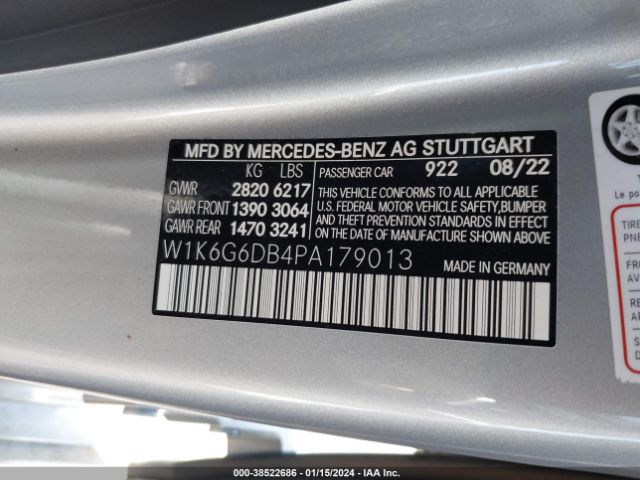 W1K6G6DB4PA179013 Mercedes-Benz S 500 4matic