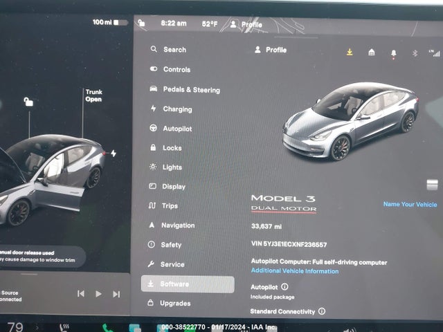 5YJ3E1ECXNF236557 Tesla Model 3 Performance Dual Motor All-wheel Drive