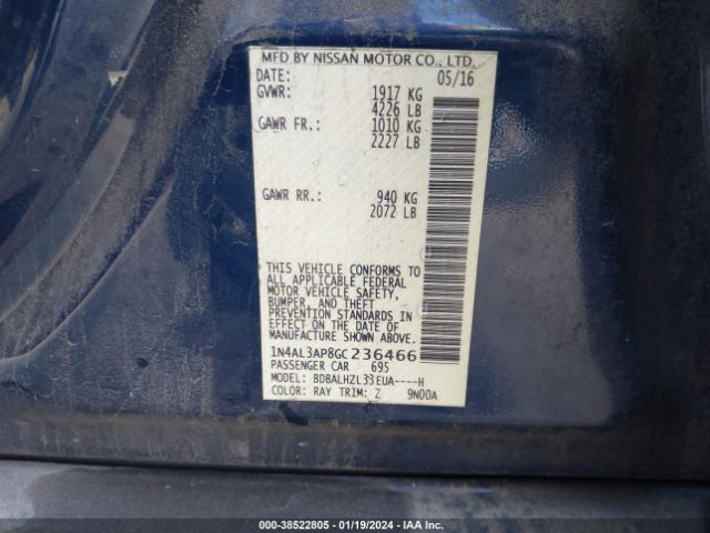 1N4AL3AP8GC236466 Nissan Altima 2.5 Sr