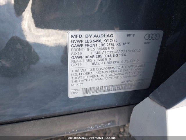 WA1BNAFY9J2240788 Audi Q5 2.0t Premium/2.0t Tech Premium