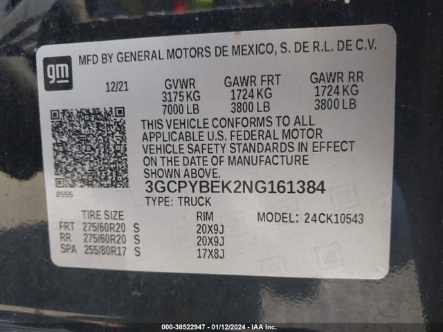 Chevrolet Silverado 1500 Ltd 4wd  Short Bed Custom 2022 3GCPYBEK2NG161384 Image 9