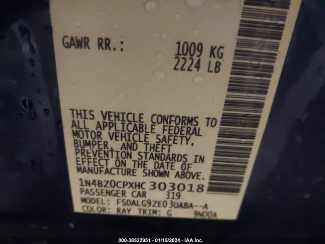 2017 NISSAN LEAF SL VIN: 1N4BZ0CPXHC303018