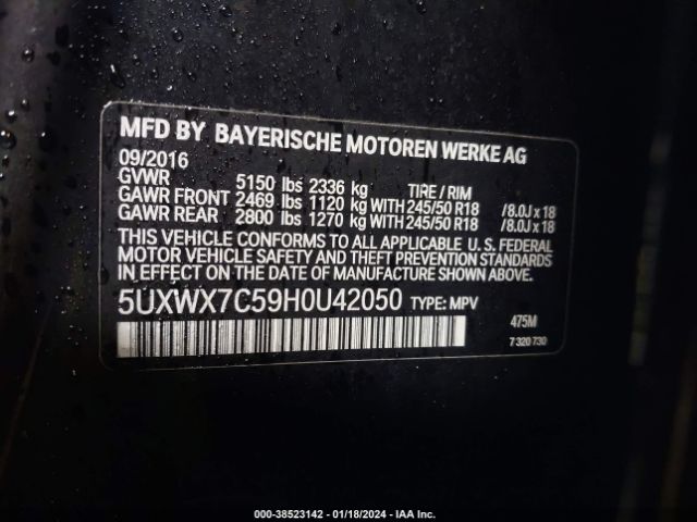 5UXWX7C59H0U42050 BMW X3 Xdrive35i