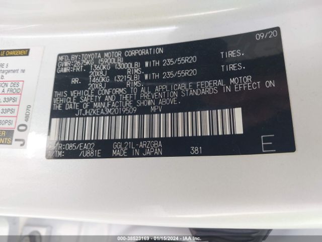 JTJHZKEA3M2019509 Lexus Rx 350l