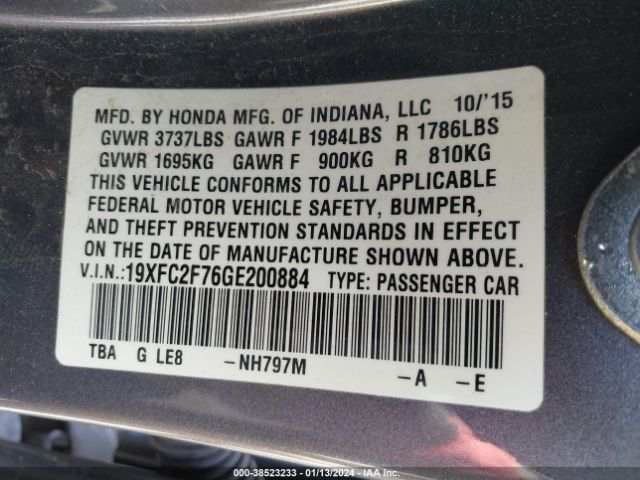 19XFC2F76GE200884 Honda CIVIC EX
