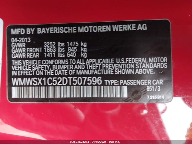 2013 MINI COUPE WMWSX1C52DT507596 Photo 8