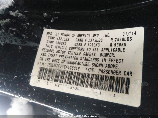 Honda Accord Sport 2014 1HGCR2F51EA126016 Image 9