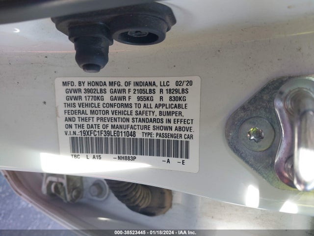 Honda CIVIC EX 2020 19XFC1F39LE011048 Image 9