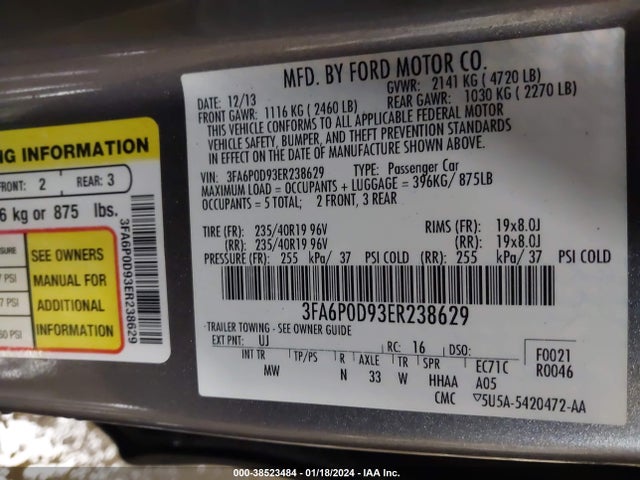 Ford Fusion Titanium 2014 3FA6P0D93ER238629 Image 9