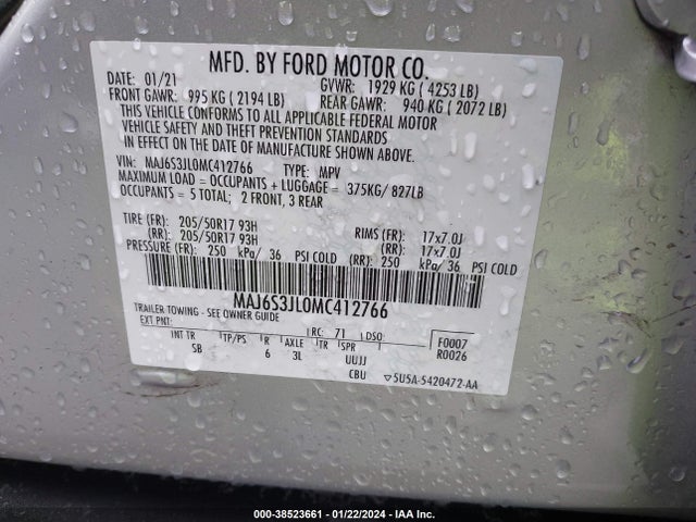 Ford Ecosport Ses 2021 MAJ6S3JL0MC412766 Image 9