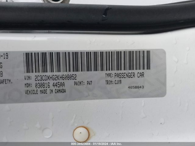 2C3CDXHG2KH608052 Dodge Charger Gt Rwd