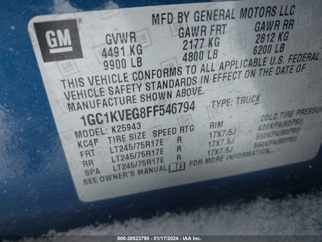 Chevrolet Silverado 2500hd Lt 2015 1GC1KVEG8FF546794 Image 9