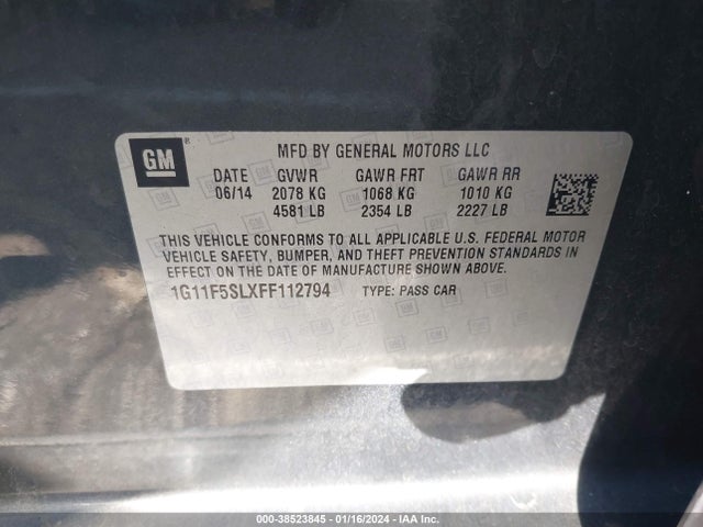 Chevrolet Malibu 1lz 2015 1G11F5SLXFF112794 Image 9