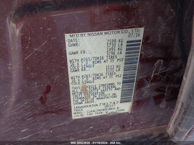 Nissan Frontier Sv 2016 1N6AD0ER3GN791747 Image 9