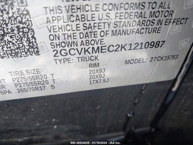 Chevrolet Silverado 1500 Ld Custom 2019 2GCVKMEC2K1210987 Image 9