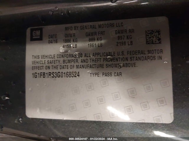 Chevrolet Camaro 1lt 2016 1G1FB1RS3G0168524 Image 9