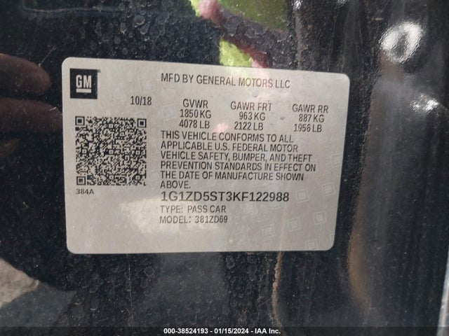 Chevrolet MALIBU LT 2019 1G1ZD5ST3KF122988 Image 9