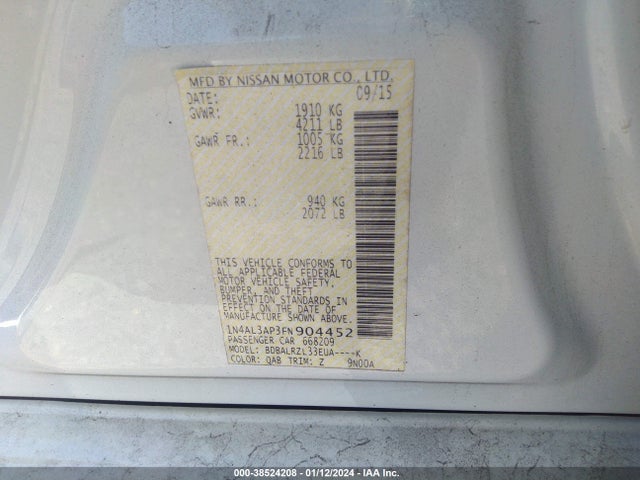 1N4AL3AP3FN904452 Nissan Altima