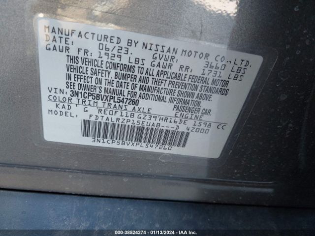 3N1CP5BVXPL547260 Nissan Kicks S Xtronic Cvt