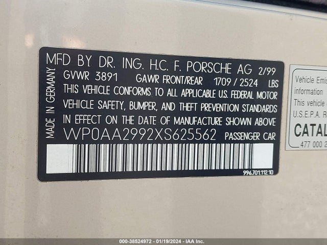 1999 PORSCHE 911 WP0AA2992XS625562 Photo 8