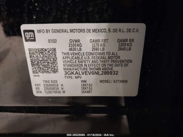 3GKALVEV6NL289932 GMC Terrain Awd Slt