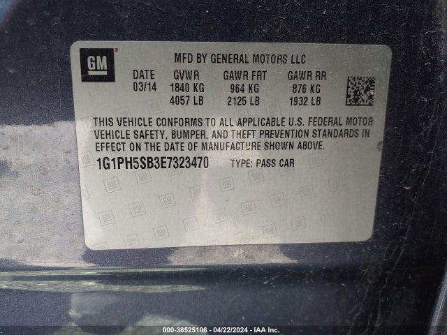 Chevrolet Cruze Eco Auto 2014 1G1PH5SB3E7323470 Image 9
