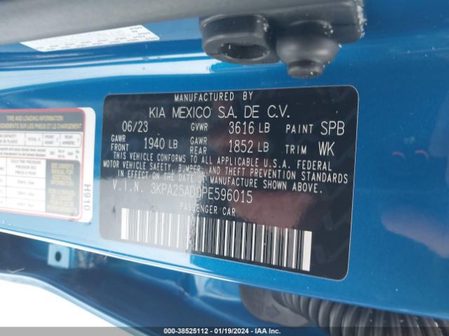 3KPA25AD0PE596015 KIA Rio 5-door S