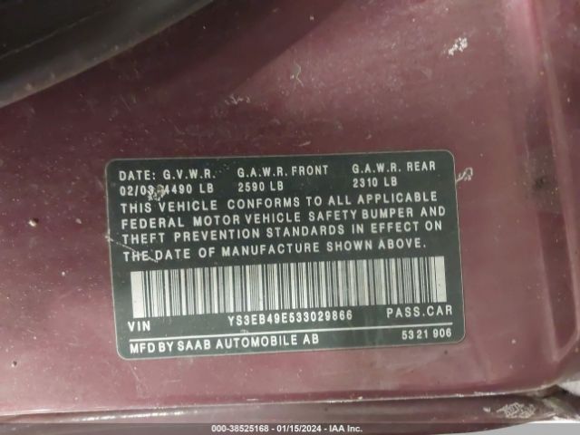 2003 SAAB 9-5 YS3EB49E533029866 Photo 8