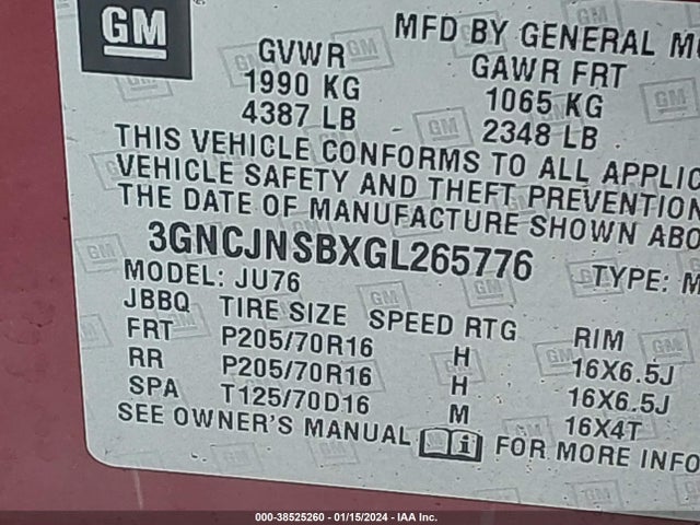 Chevrolet Trax 1ls 2016 3GNCJNSBXGL265776 Image 9