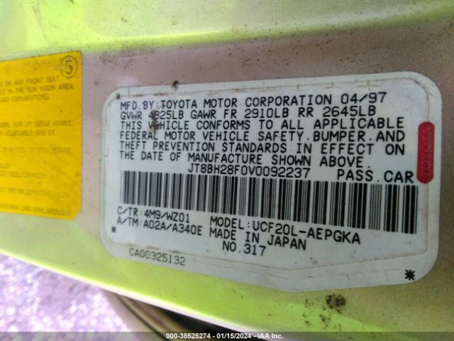 1997 LEXUS LS 400 LUXURY SDN JT8BH28F0V0092237 Photo 8