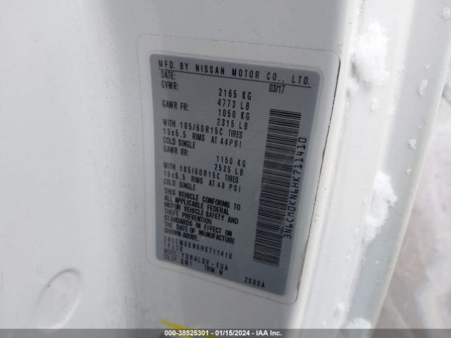 3N6CM0KN6HK711410 Nissan Nv200 S