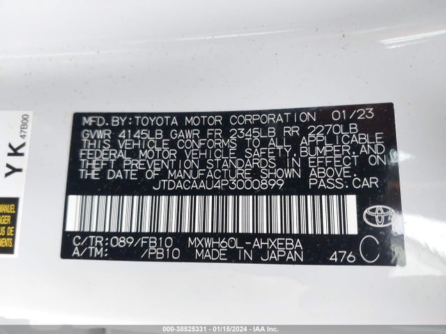 Toyota Prius Le 2023 JTDACAAU4P3000899 Image 9
