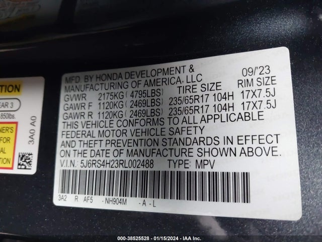 Honda Cr-v Lx Awd 2024 5J6RS4H23RL002488 Image 9