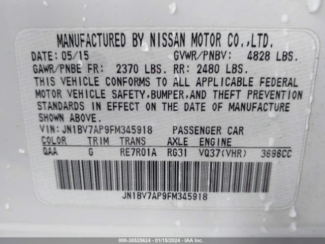 JN1BV7AP9FM345918 Infiniti Q50 Premium