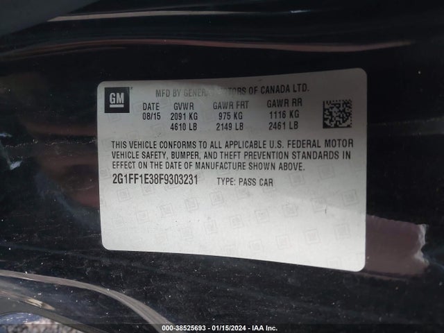 Chevrolet Camaro 2lt 2015 2G1FF1E38F9303231 Image 9