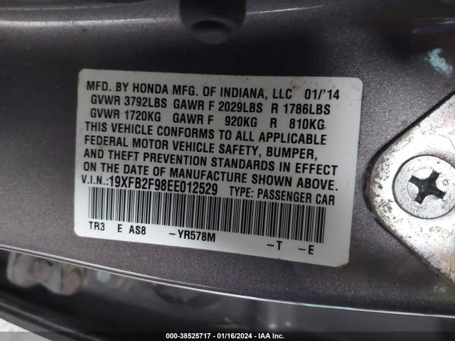 Honda Civic Ex-l 2014 19XFB2F98EE012529 Image 9