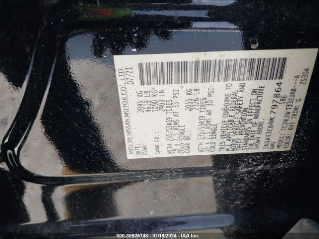 5N1AT3CB4MC797864 Nissan Rogue Sl Intelligent Awd