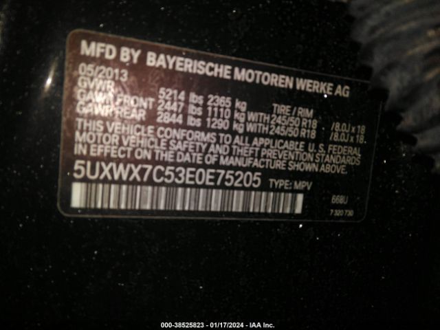 5UXWX7C53E0E75205 BMW X3 Xdrive35i
