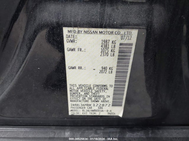 2013 NISSAN ALTIMA 3.5 SL VIN: 1N4BL3AP8DC122872