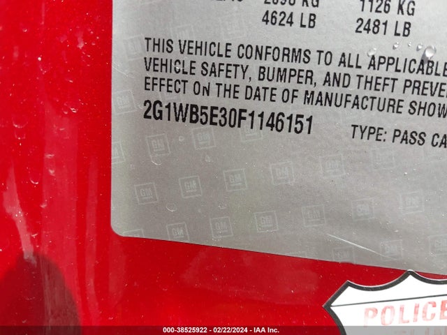 Chevrolet Impala Limited Lt 2015 2G1WB5E30F1146151 Image 9