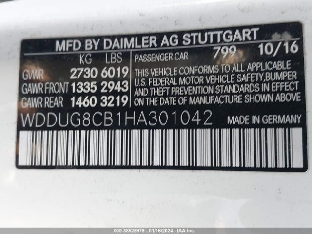 WDDUG8CB1HA301042 Mercedes-Benz S 550