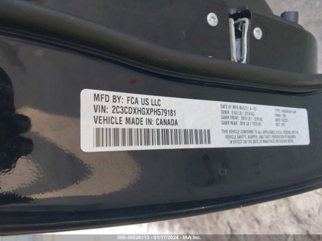 2C3CDXHGXPH579181 Dodge CHARGER GT