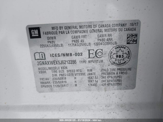 Chevrolet Equinox Premier 2018 2GNAXWEX5J6212286 Image 9
