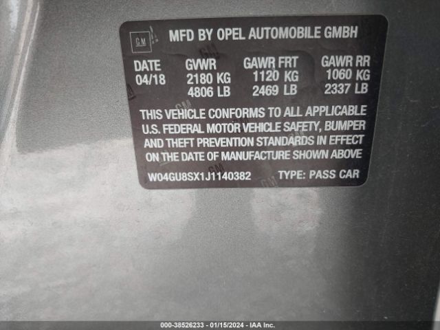 W04GU8SX1J1140382 Buick Regal Tourx Preferred