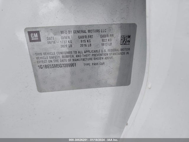 Chevrolet Cruze Lt Auto 2016 1G1BE5SM5G7289961 Image 9