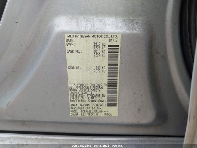Nissan Altima 2.5 S 2017 1N4AL3APXHN354881 Image 9