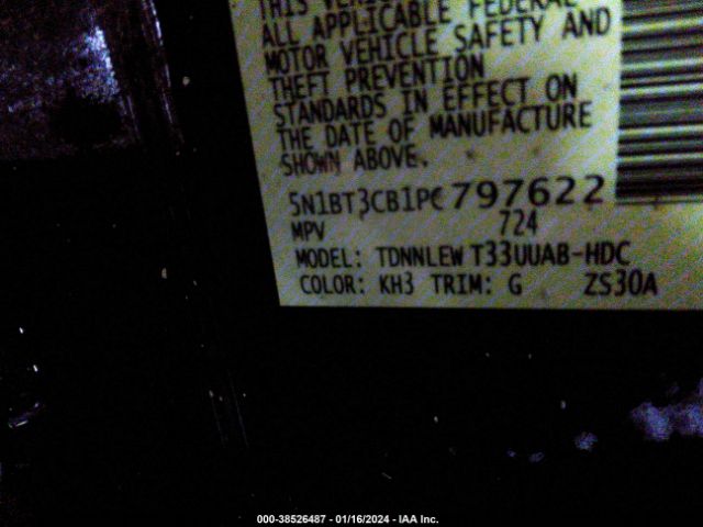 5N1BT3CB1PC797622 Nissan Rogue Sl Intelligent Awd