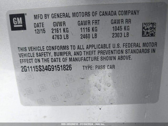 Chevrolet Impala 2lt 2016 2G1115S34G9151826 Image 9